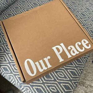 New in box Our Place pleat trivet blue salt color